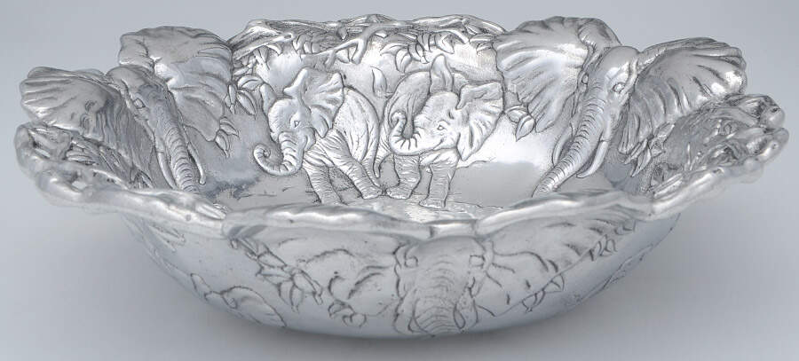 Elephants (Aluminum, Hollowware) 14" Salad Serving Bowl by Arthur Court-1