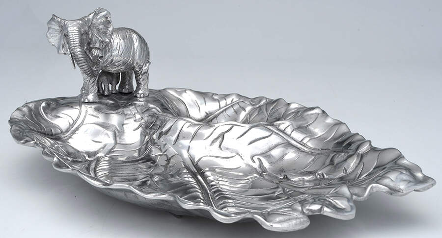 Elephants (Aluminum, Hollowware) Large 1 Piece Chip & Dip Set by Arthur Court-1