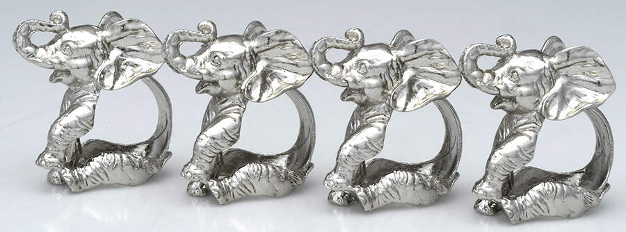 Elephants (Aluminum, Hollowware) Napkin Ring - Set of 4 by Arthur Court-1