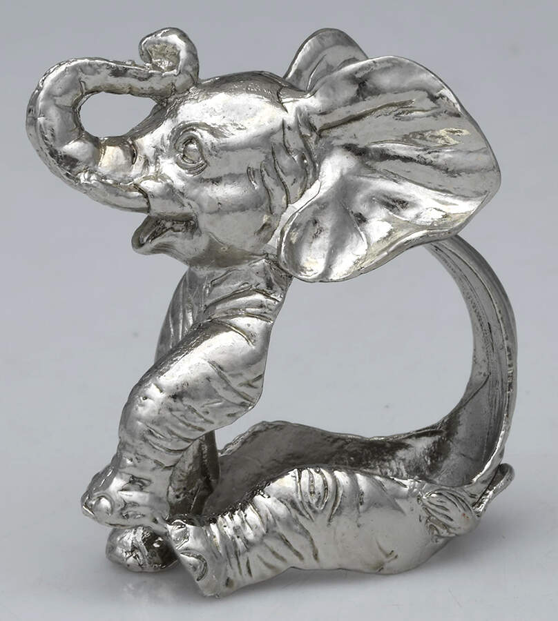 Elephants (Aluminum, Hollowware) Napkin Ring by Arthur Court-1