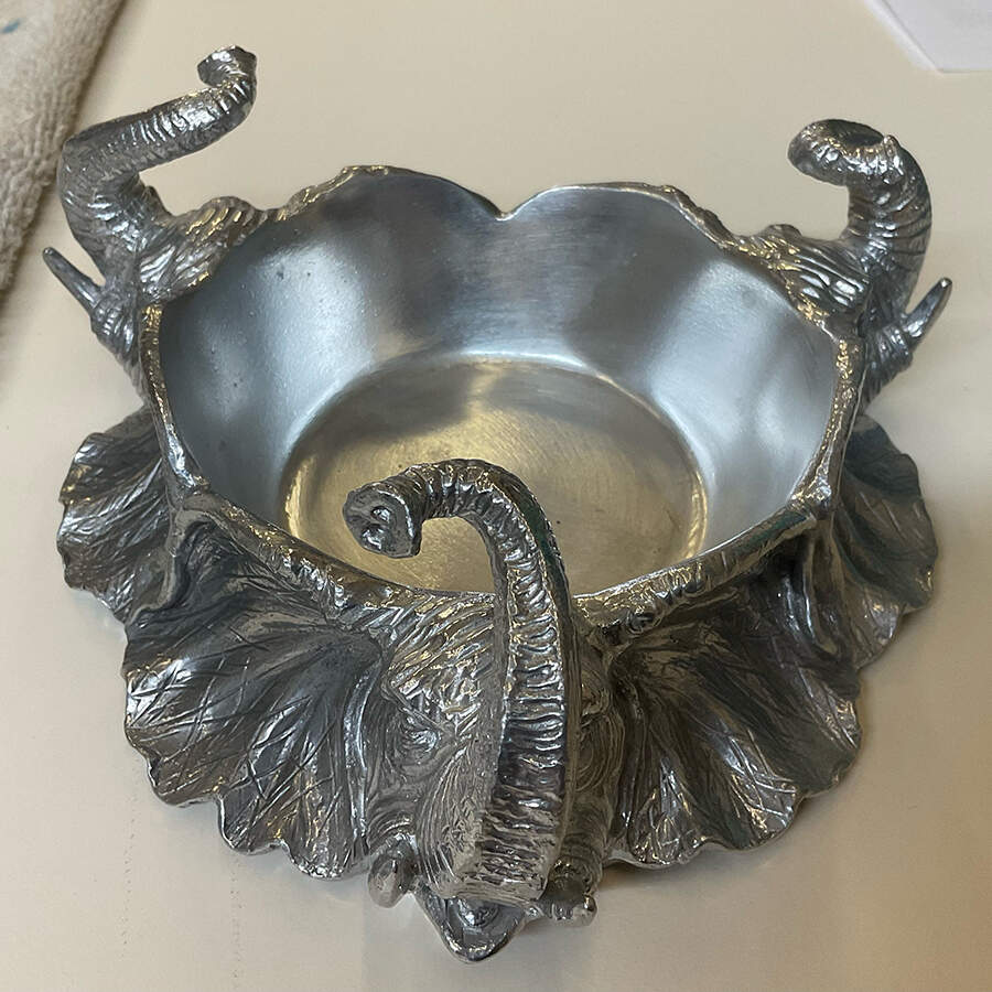 Elephants (Aluminum, Hollowware) Wine Bottle Coaster by Arthur Court-1