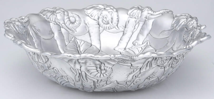 Elephants (Aluminum, Hollowware) 14'' Salad Serving Bowl by Arthur Court-1