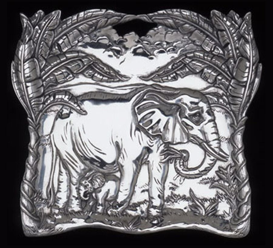 Elephants (Aluminum, Hollowware) 12" Square Tray by Arthur Court-1