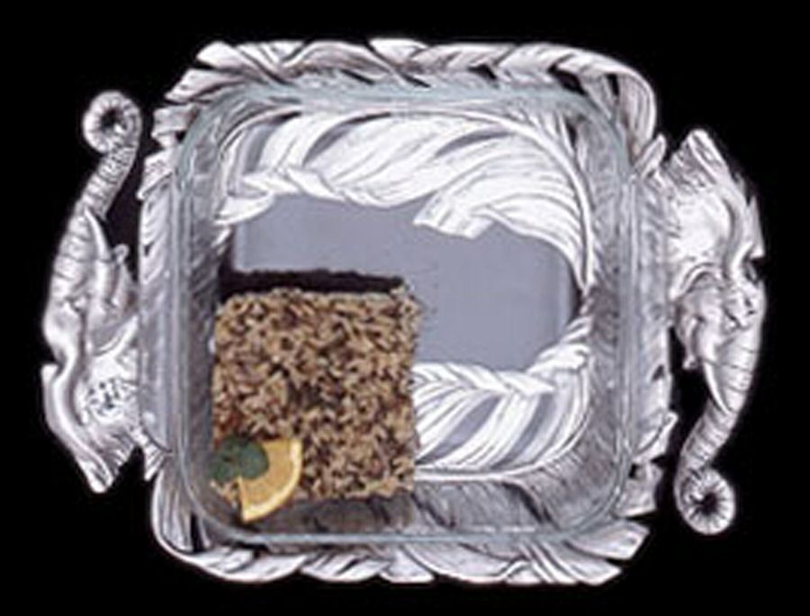 Elephants (Aluminum, Hollowware) Square Casserole Holder by Arthur Court-1
