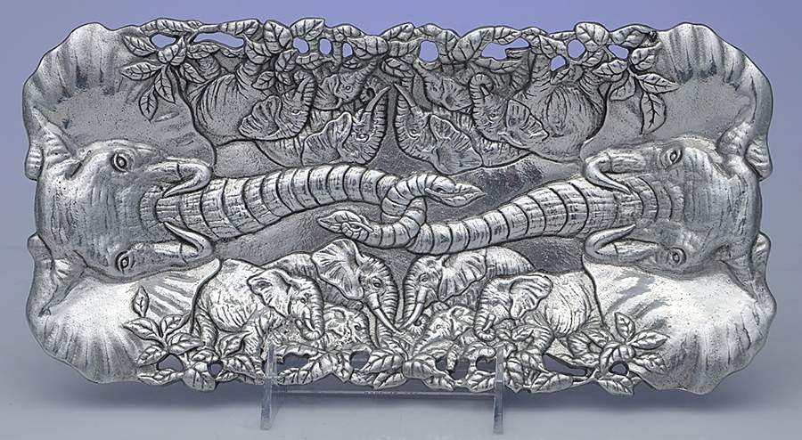 Elephants (Aluminum, Hollowware) 12" Bread Tray by Arthur Court-1