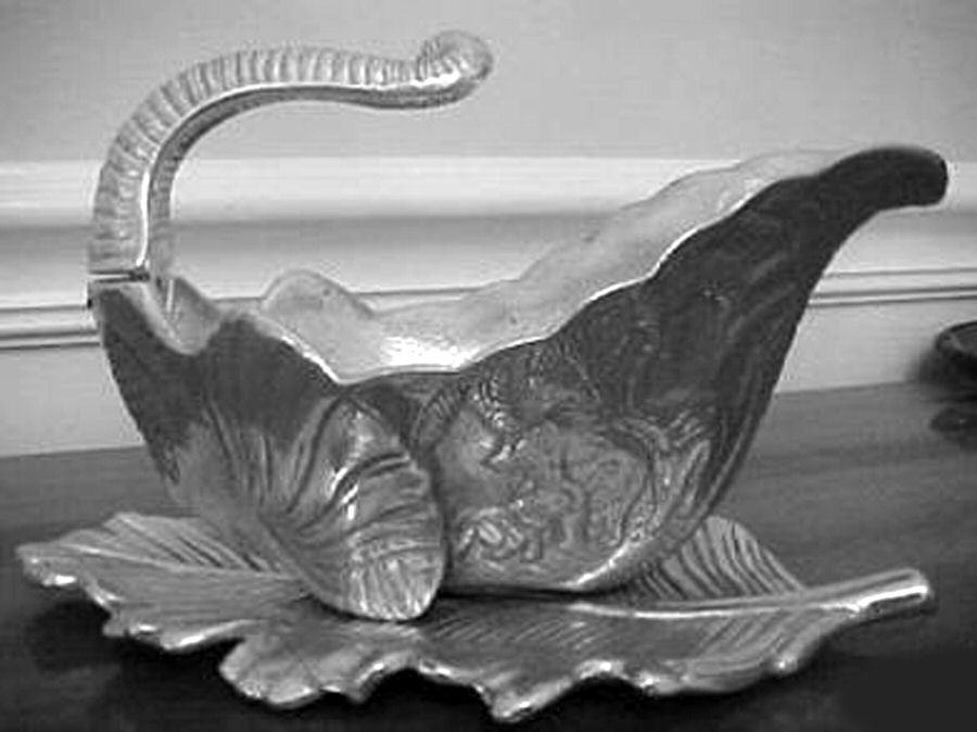 Elephants (Aluminum, Hollowware) Gravy Boat & Underplate by Arthur Court-1