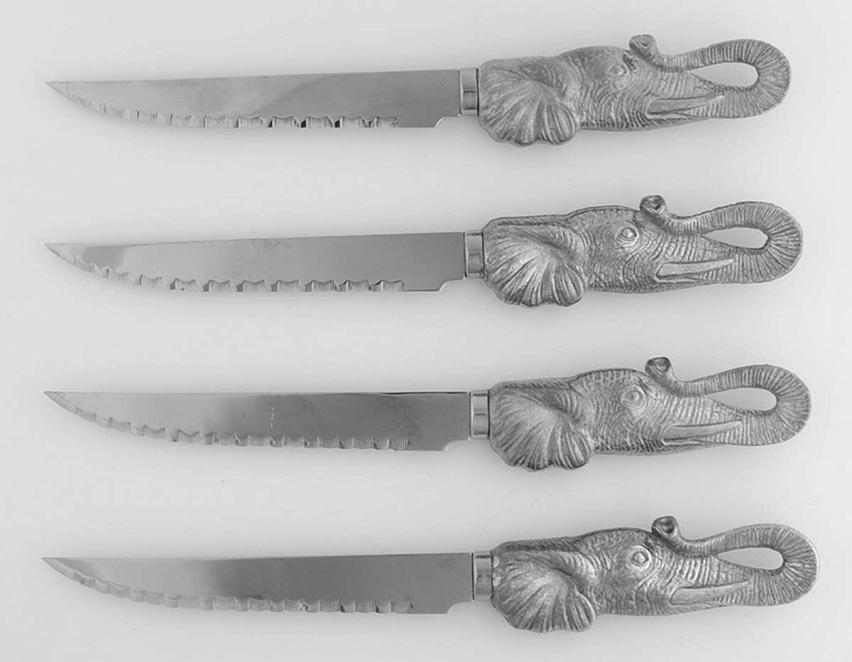Elephants (Aluminum, Hollowware) Individual Steak Knive - Set of 4 by Arthur Court-1