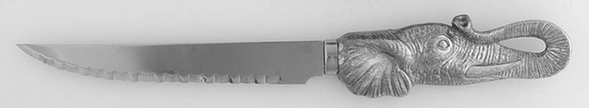 Elephants (Aluminum, Hollowware) Individual Steak Knife Hollow Handle by Arthur Court-1