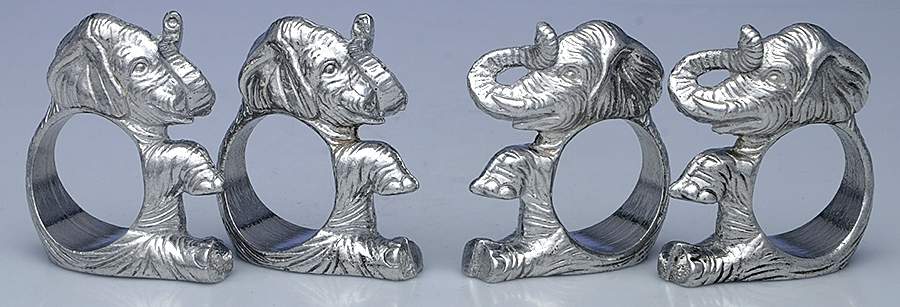 Elephants (Aluminum, Hollowware) Napkin Ring - Set of 4 by Arthur Court-1