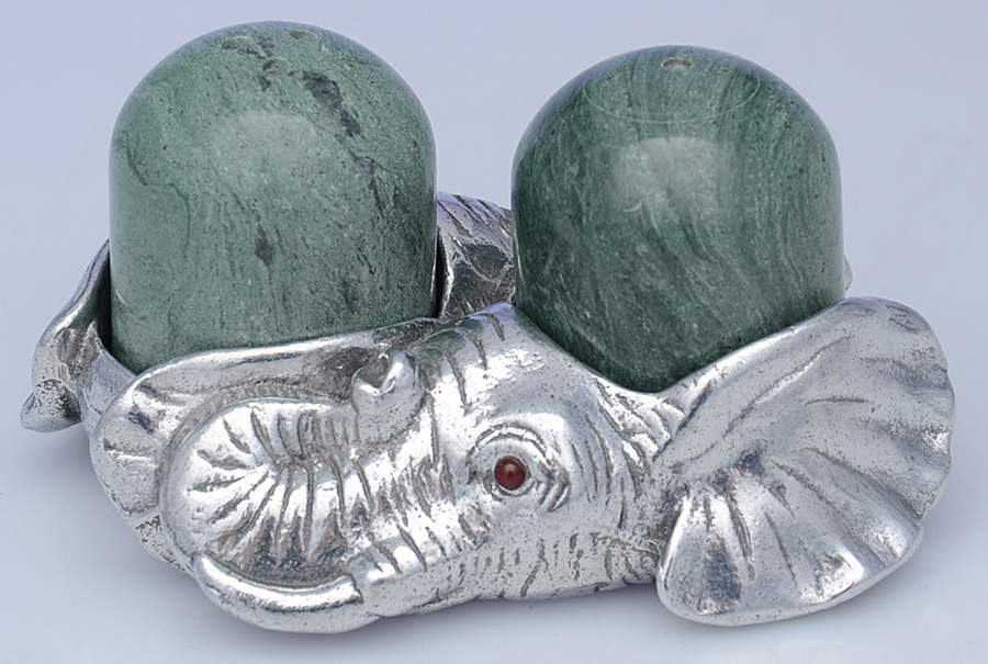 Elephants (Aluminum, Hollowware) Salt & Pepper Set by Arthur Court-1