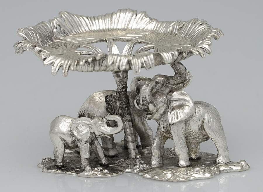 Elephants (Aluminum, Hollowware) 3" Pillar Candleholder by Arthur Court-1