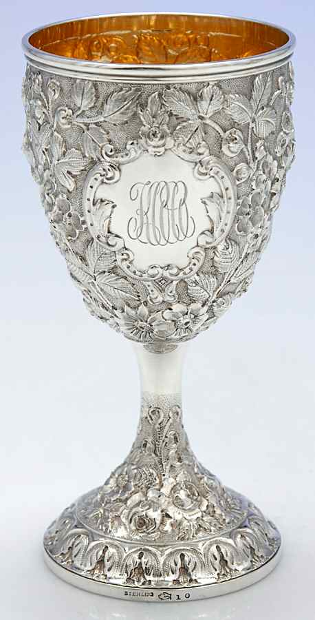 Repousse (Sterling, Hollowware) Water Goblet by AG Schultz-1