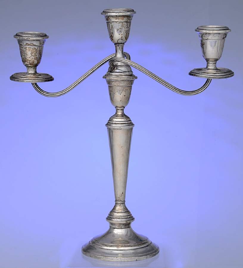 S257 (Sterling, Hollowware) Weighted 3 Light Candelabra by Alvin-1