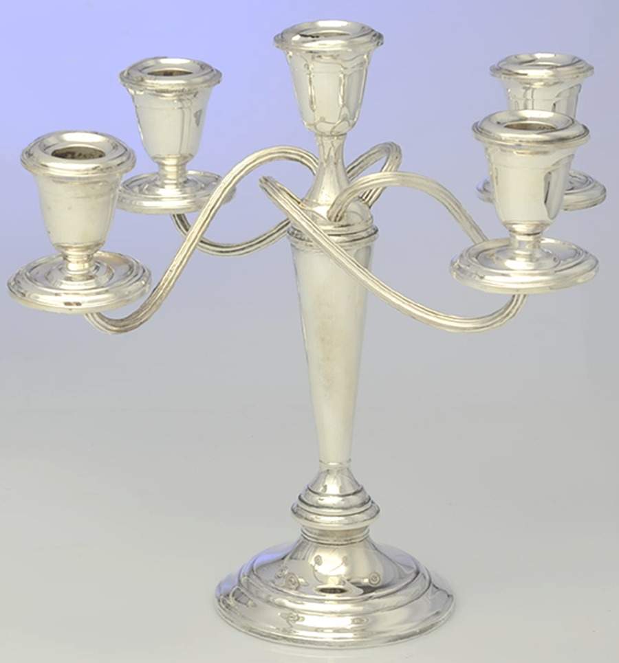 S257 (Sterling, Hollowware) Weighted 5 Light Candelabra by Alvin-1