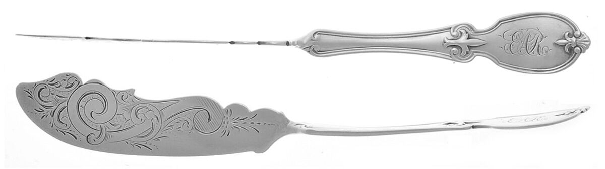 ALC6 (Coin) Flat Twisted Handle Master Butter Knife Bright Cut by Albert Coles-1