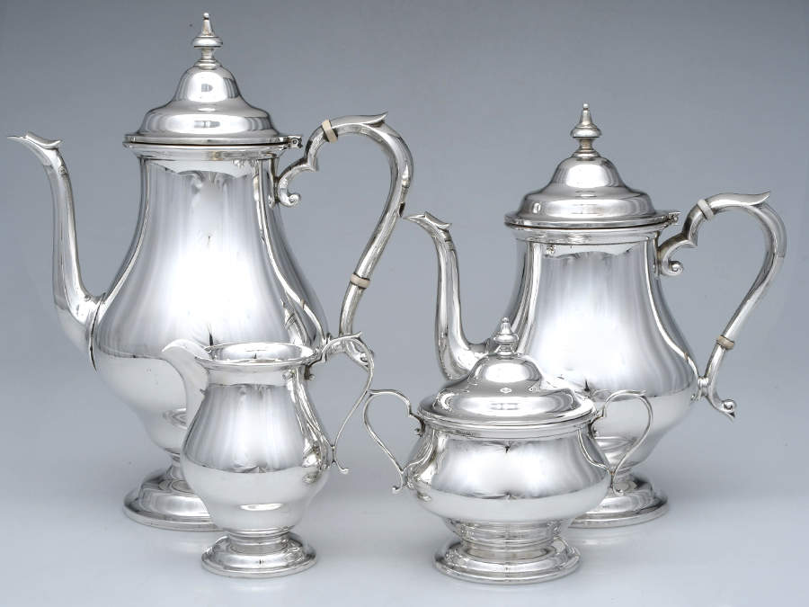 Georgian (Sterling, Hollowware) 4 Piece Tea Set (SCP, STP, SCR, SSU) by Alvin-1