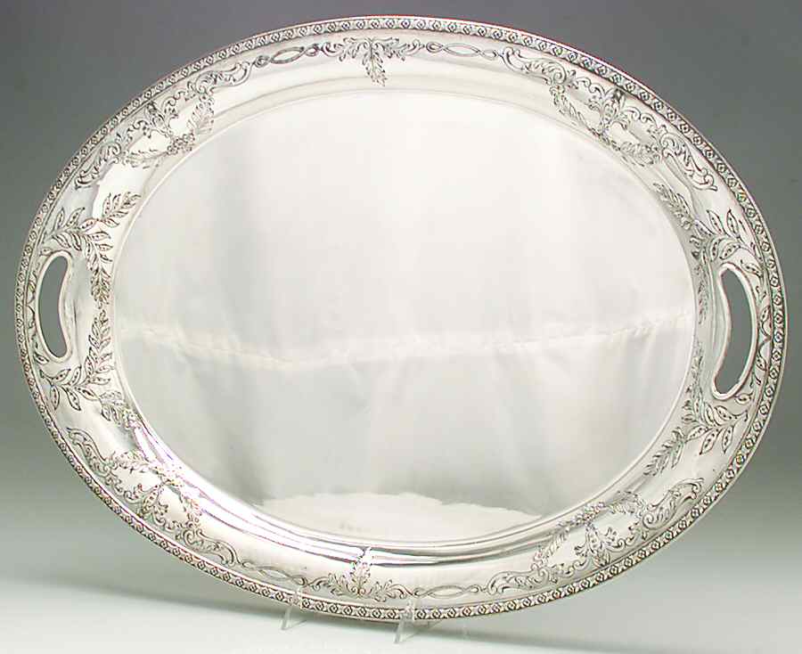 Della Robbia (Sterling, Hollowware, Floral, No Lines) Large Waiter Tray by Alvin-1