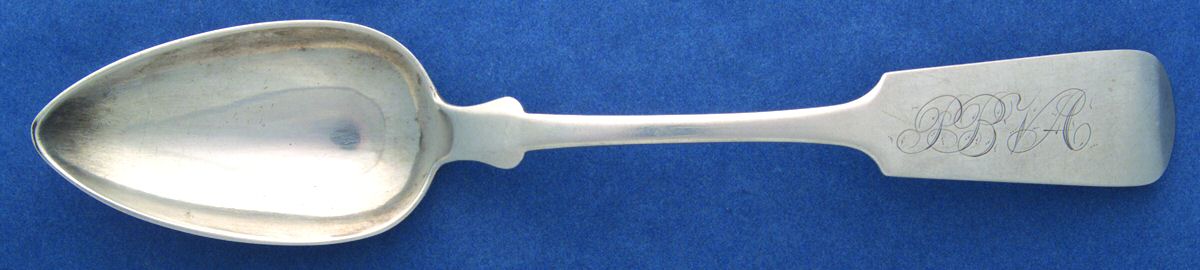 Coin Silver Flatware Tablespoon (Serving Spoon) by Abraham Voorhees-1