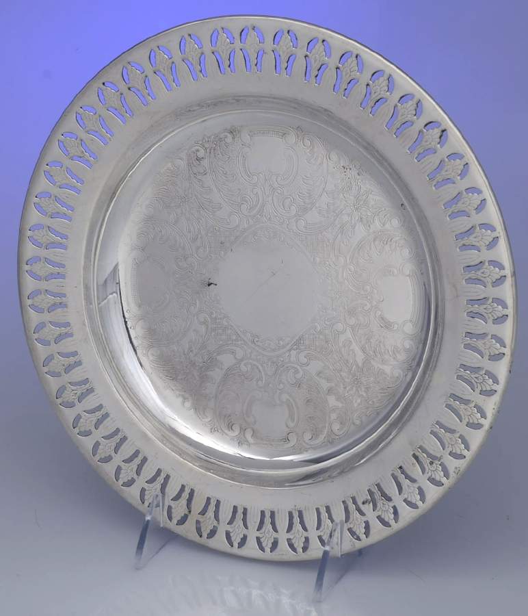 Silverplate Hollowware Round Pierced Tray by Academy-1
