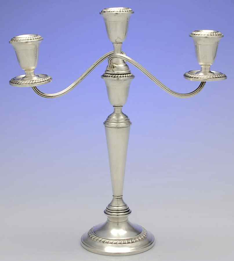 S258 (Sterling, Hollowware) Weighted 3 Light Candelabra by Alvin-1
