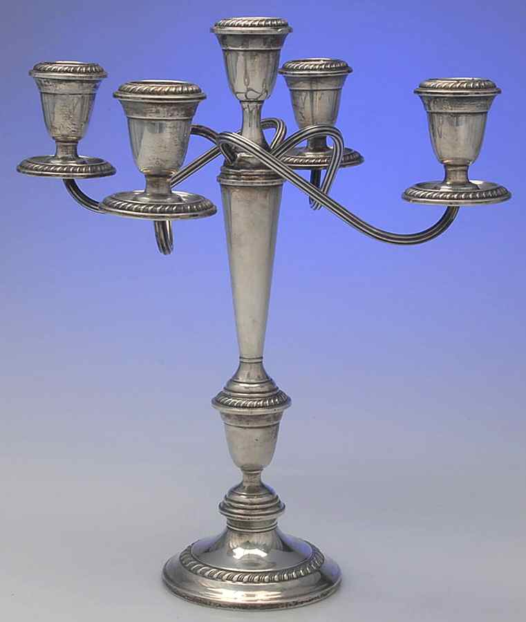 S258 (Sterling, Hollowware) Weighted 5 Light Candelabra by Alvin-1