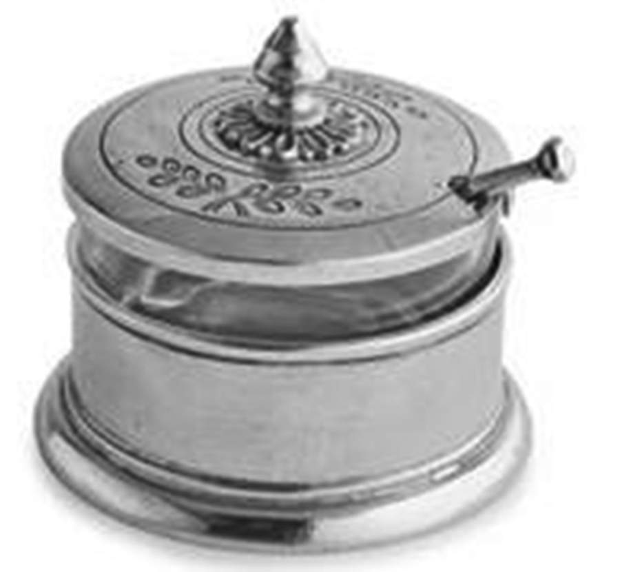 Peltro (Pewter, Hollowware) Condiment Jar & Lid w/Glass Liner & Spoon by Arte Italica-1