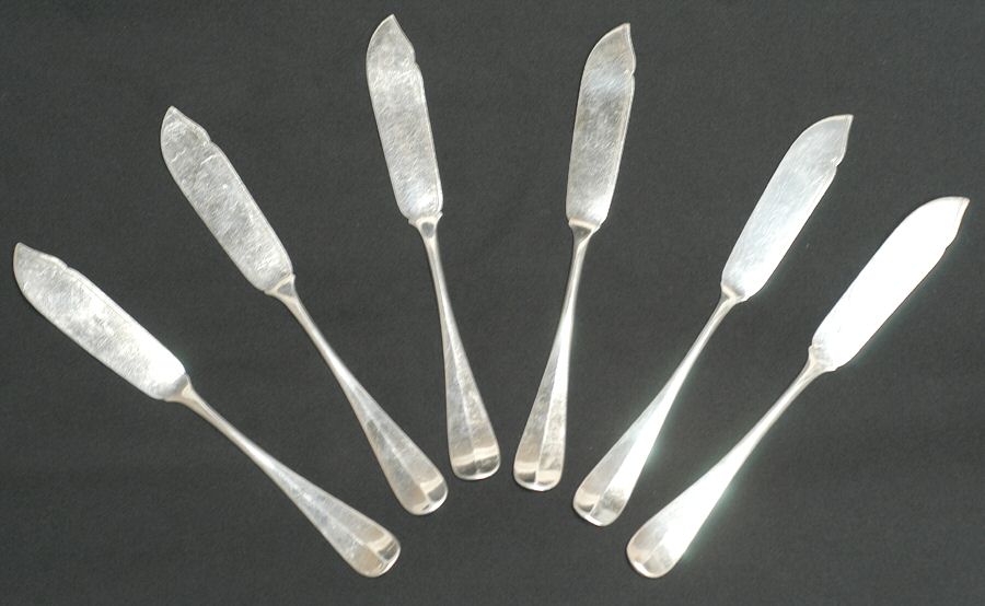 AKT6 (Silverplate) (Set of 6) Individual Solid Fish Knives by Arthur Krupp-1