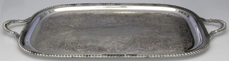 166 (Silverplate, Hollowware) Silverplate Waiter Tray by Art Silver -1