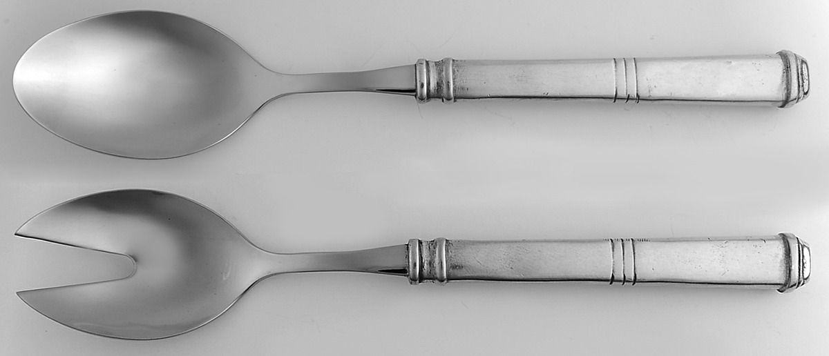 Isabella (Pewter) 2 Pc Salad Set with Stainless Bowl by Arte Italica-1