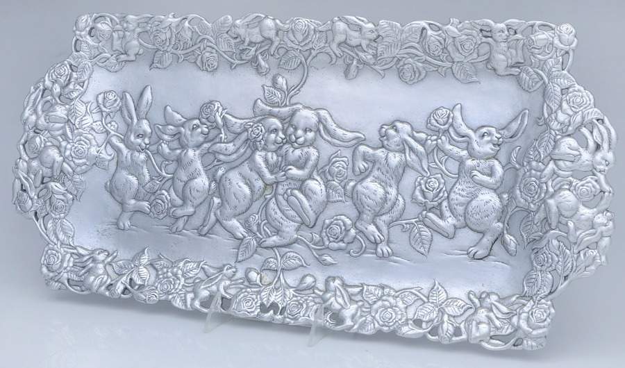 Bunnies (Aluminum, Hollowware) 21" Rectangular Tray by Arthur Court-1