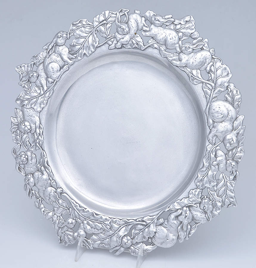 Bunnies (Aluminum, Hollowware) 14" Round Tray by Arthur Court-1