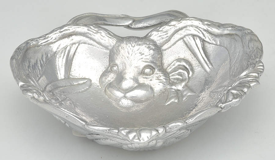 Bunnies (Aluminum, Hollowware) 5" Heart Shape Bowl by Arthur Court-1