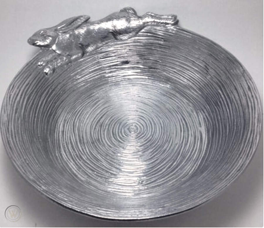 Bunnies (Aluminum, Hollowware) 13" Round Bowl by Arthur Court-1