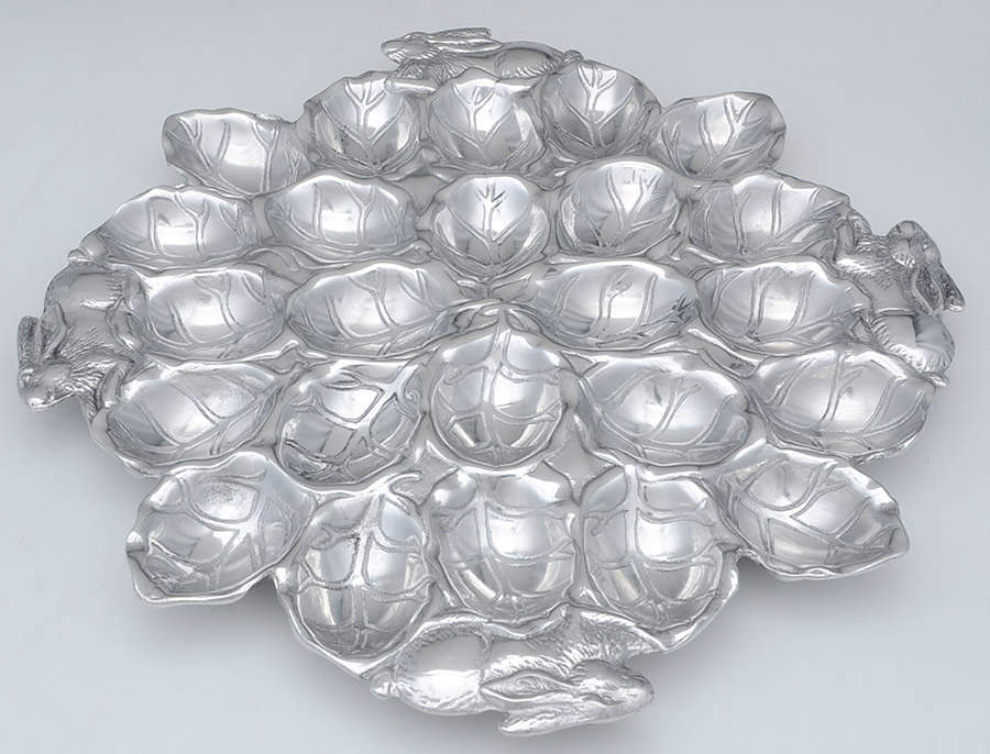 Bunnies (Aluminum, Hollowware) Deviled Egg Tray (Holds 24) by Arthur Court-1