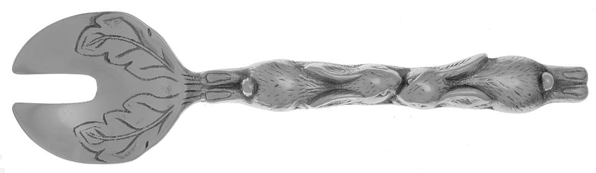 Bunnies (Aluminum, Hollowware) Solid Salad Serving Fork by Arthur Court-1