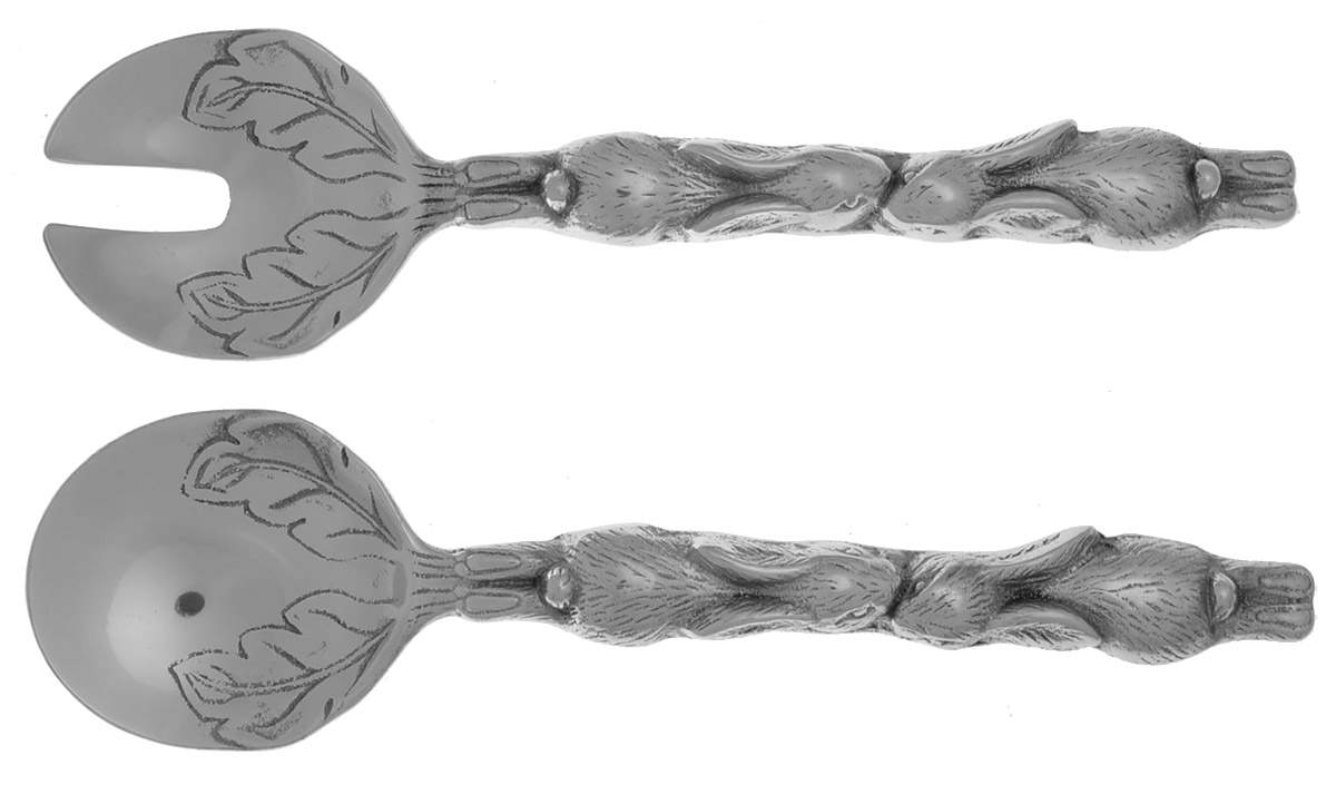 Bunnies (Aluminum, Hollowware) (2 Pc) Solid Salad Set by Arthur Court-1