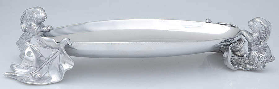 Bunnies (Aluminum, Hollowware) Centerpiece Tray by Arthur Court-1