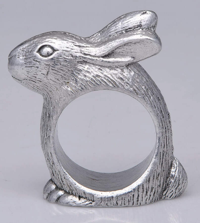 Bunnies (Aluminum, Hollowware) Napkin Ring by Arthur Court-1