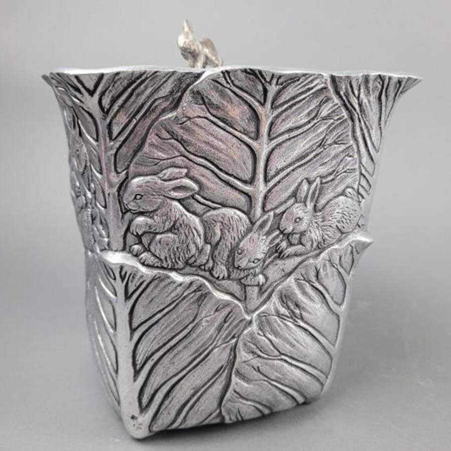 Bunnies (Aluminum, Hollowware) Ice Bucket & Lid by Arthur Court-1