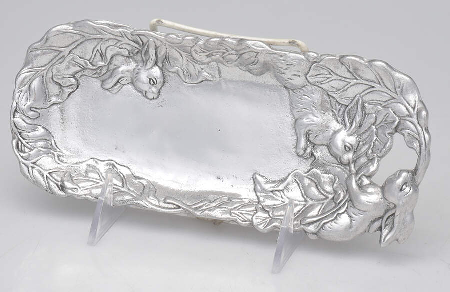 Bunnies (Aluminum, Hollowware) Rectangular Butter Tray by Arthur Court-1