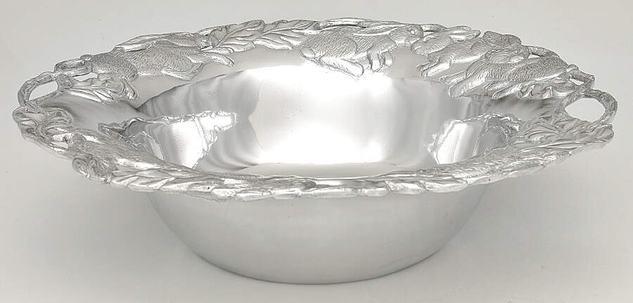 Bunnies (Aluminum, Hollowware) 13" Round Bowl by Arthur Court-1