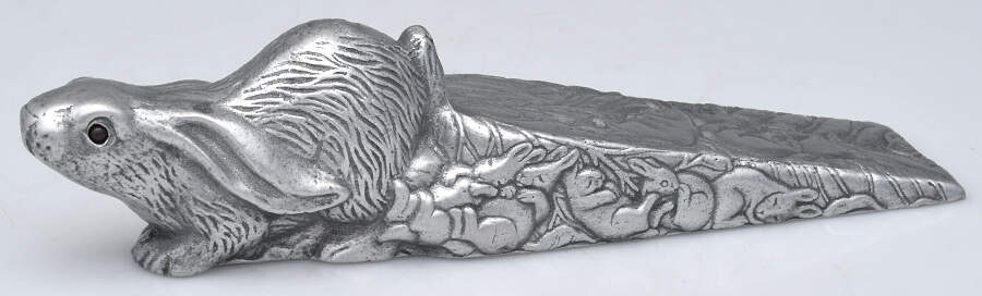 Bunnies (Aluminum, Hollowware) Doorstop by Arthur Court-1