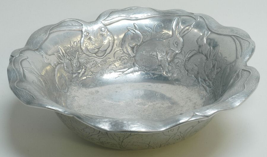Bunnies (Aluminum, Hollowware) 14'' Salad Serving Bowl by Arthur Court-1