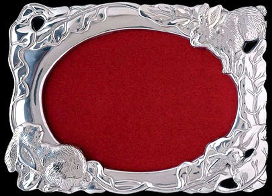 Bunnies (Aluminum, Hollowware) Frame-Holds 4" X 6" by Arthur Court-1
