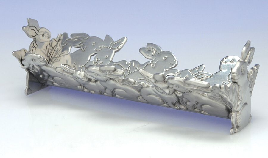 Bunnies (Aluminum, Hollowware) Cracker Dish by Arthur Court-1