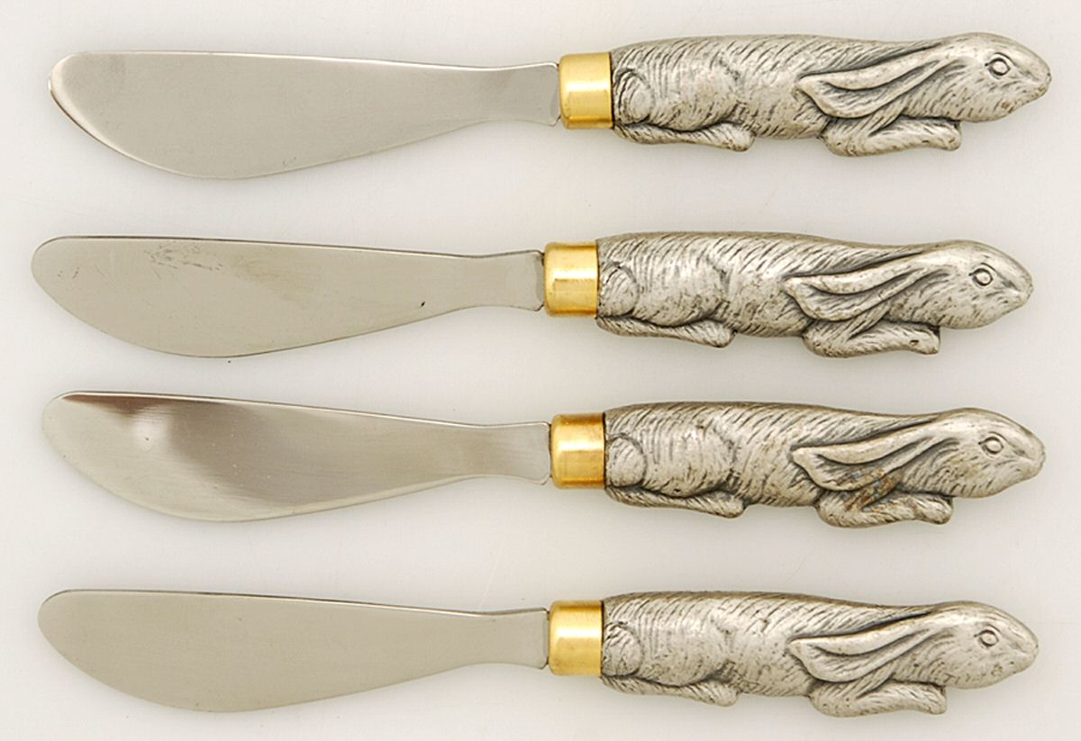 Bunnies (Aluminum, Hollowware) Sculptured Spreader - Set of 4 by Arthur Court-1