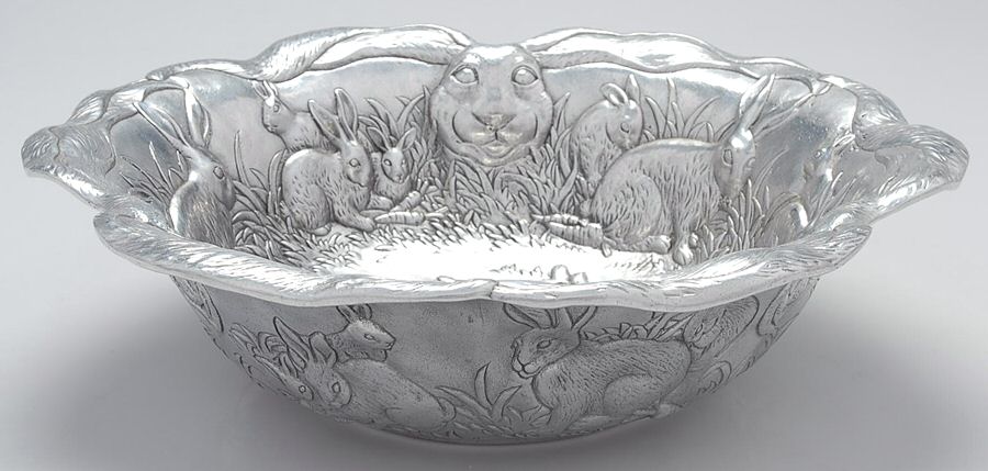 Bunnies (Aluminum, Hollowware) 14" Salad Serving Bowl by Arthur Court-1