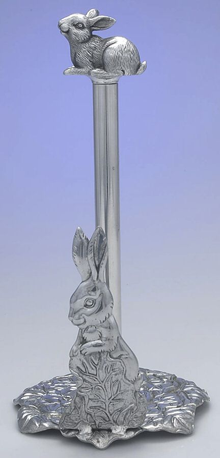 Bunnies (Aluminum, Hollowware) Paper Towel Holder by Arthur Court-1