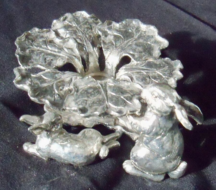 Bunnies (Aluminum, Hollowware) Taper Candleholder by Arthur Court-1