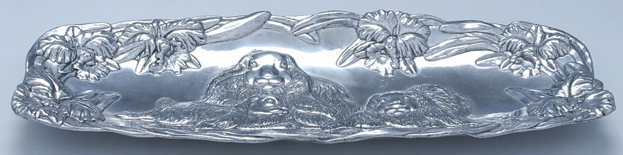 Bunnies (Aluminum, Hollowware) 14" Bread Tray by Arthur Court-1